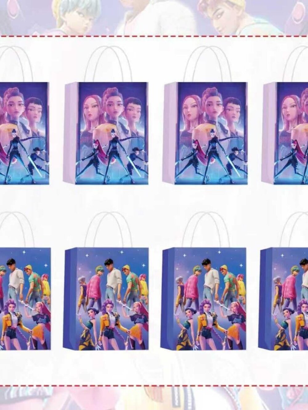 12pcs Animated Characters Paper Gift Bags with White Twisted Handles